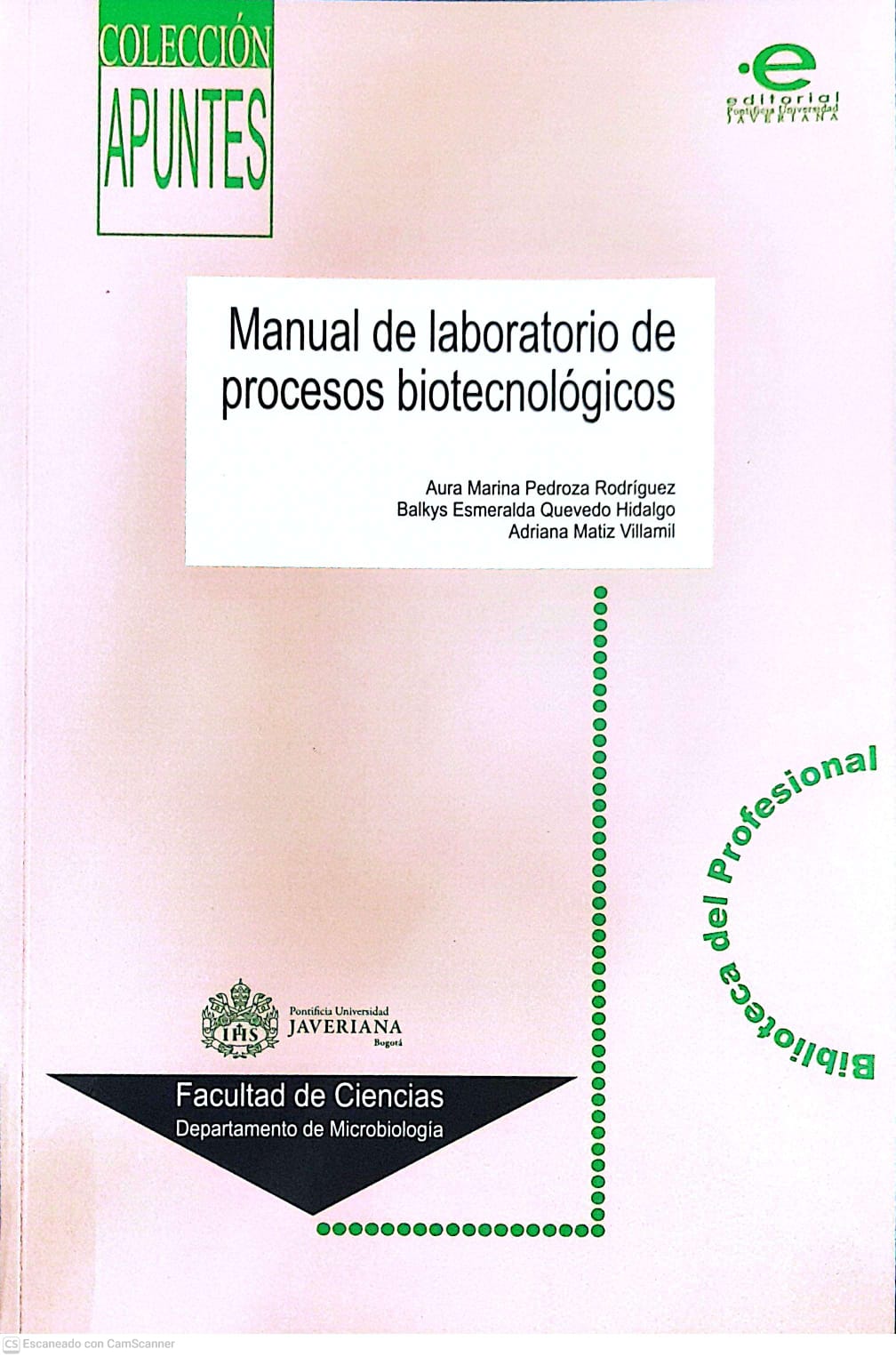 Portada del libro MANUAL DE LABORATORIO DE PROCESOS BIOTECNOLOGICOS